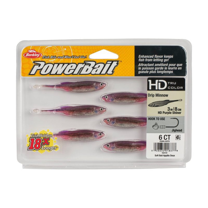 Berkley PowerBaitDripMinnow HDPurpleShiner 3in PKG