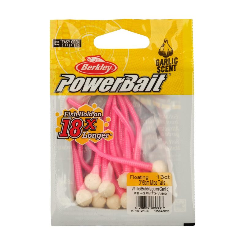 Berkley PowerBaitFloatingMiceTails Garlic WhiteBubblegum PKG