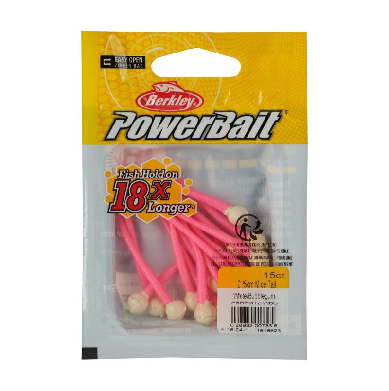 Berkley PowerBaitFloatingMiceTails White Bubblegum 2in PKG