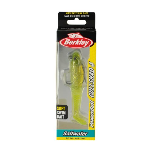 Berkley PowerBaitSaltwaterPre RiggedCullshad ChartreuseFlash 4in PKG