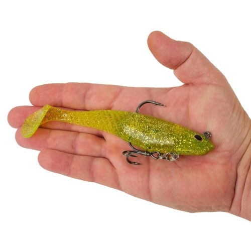 Berkley PowerBaitSaltwaterPre RiggedCullshad ChartreuseFlash 6in HAND